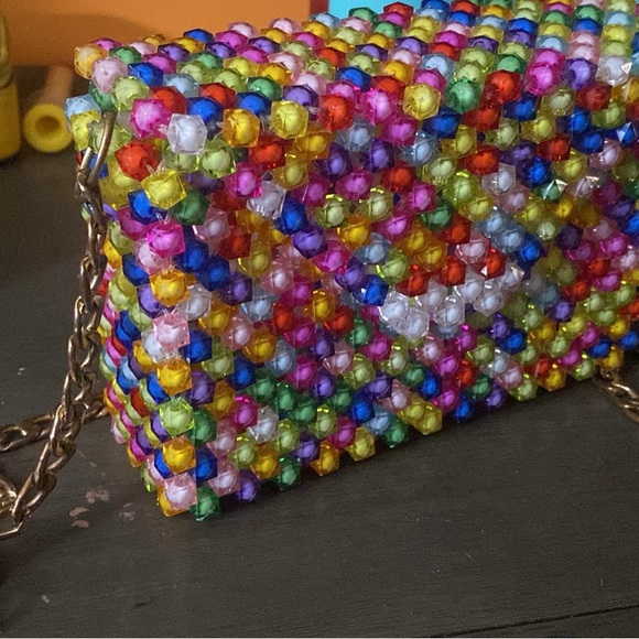 Multicolor Beaded Clutch with Chain Strap perfect for any colorful outfit! - Picture 1 of 1